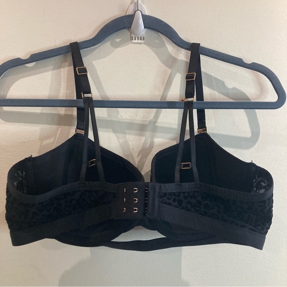 AERIE Sz 36C Real Power Black Velvet Leopard Balconet Front Cut Out Bra - Picture 5 of 10